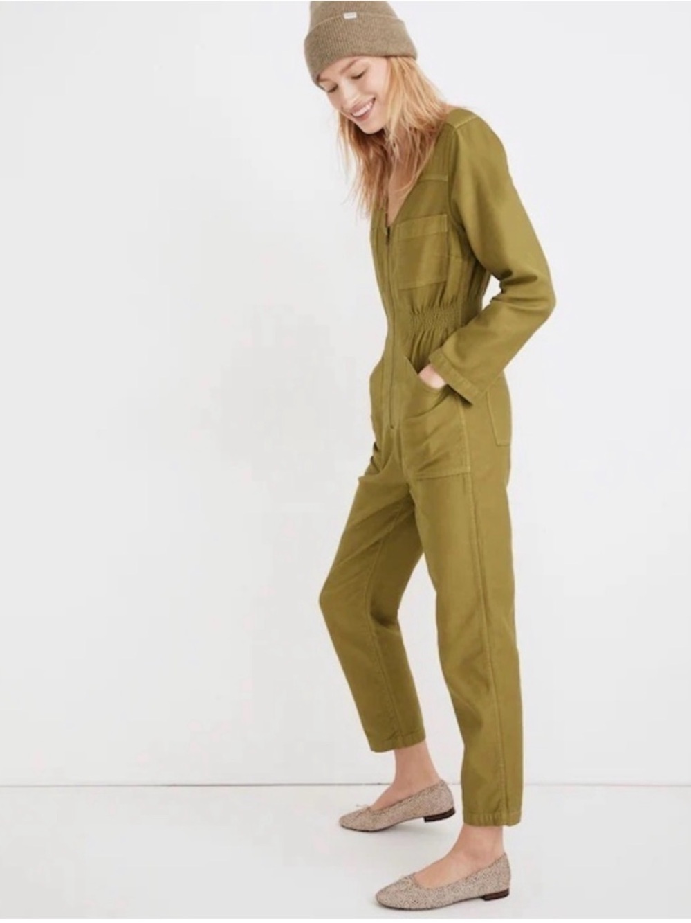 Madewell Olive Utility Jumpsuit